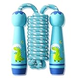 GrueGard Springseil Kinder – Verstellbares Seilspringen für Mädchen & Jungen, Baumwollseil mit Holzgriff, Ideal ab 6/8/10 Jahre, Indoor & Outdoor Jump Rope Spielzeug (Blau, 2.6m*1)