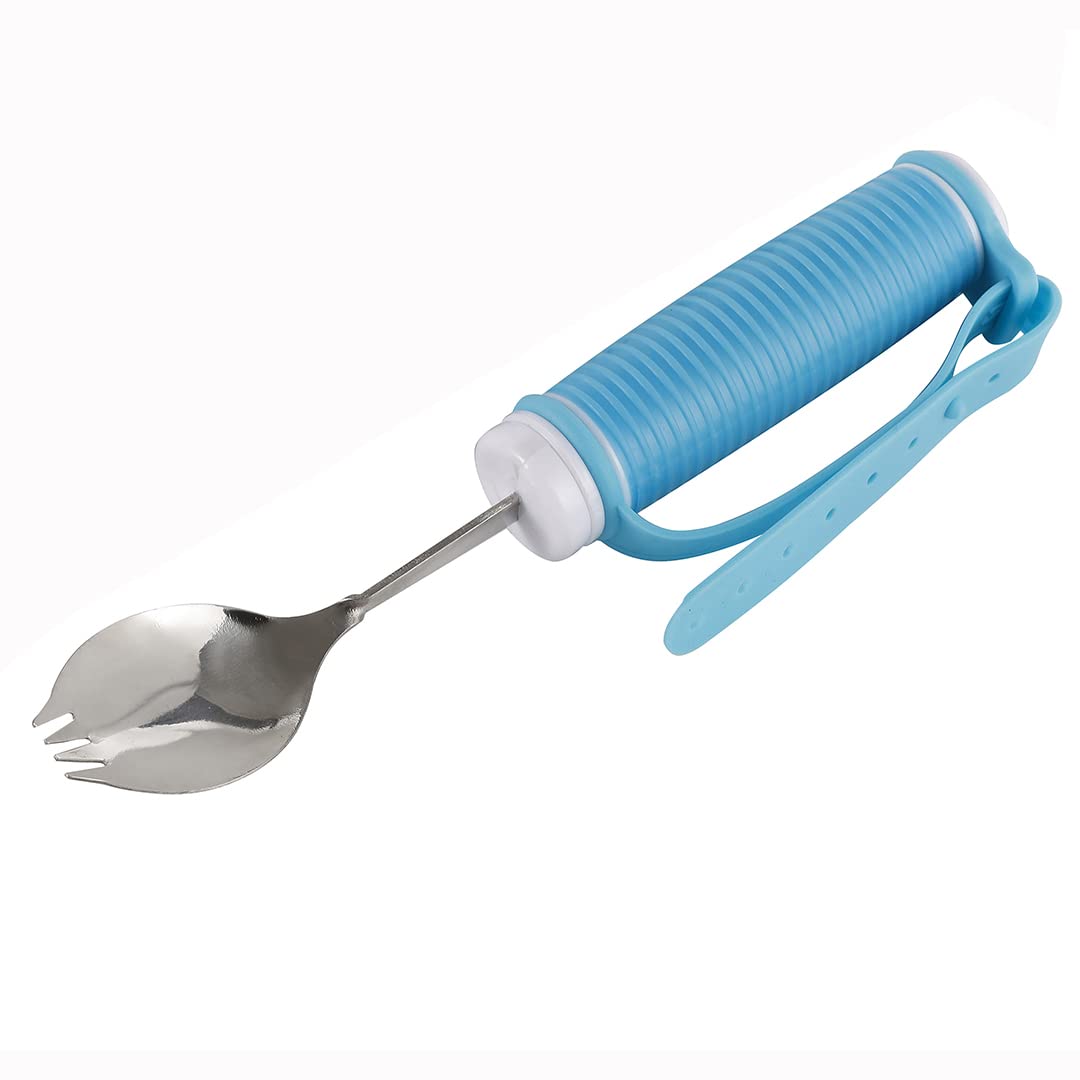 Vajillas de Ayuda para Comer giratorias de 360 ° - Cuchara y Tenedor de Parkinson 2 en 1 - Utensilios adaptables extraíbles para Ancianos, discapacitados, Parkinson y Artritis