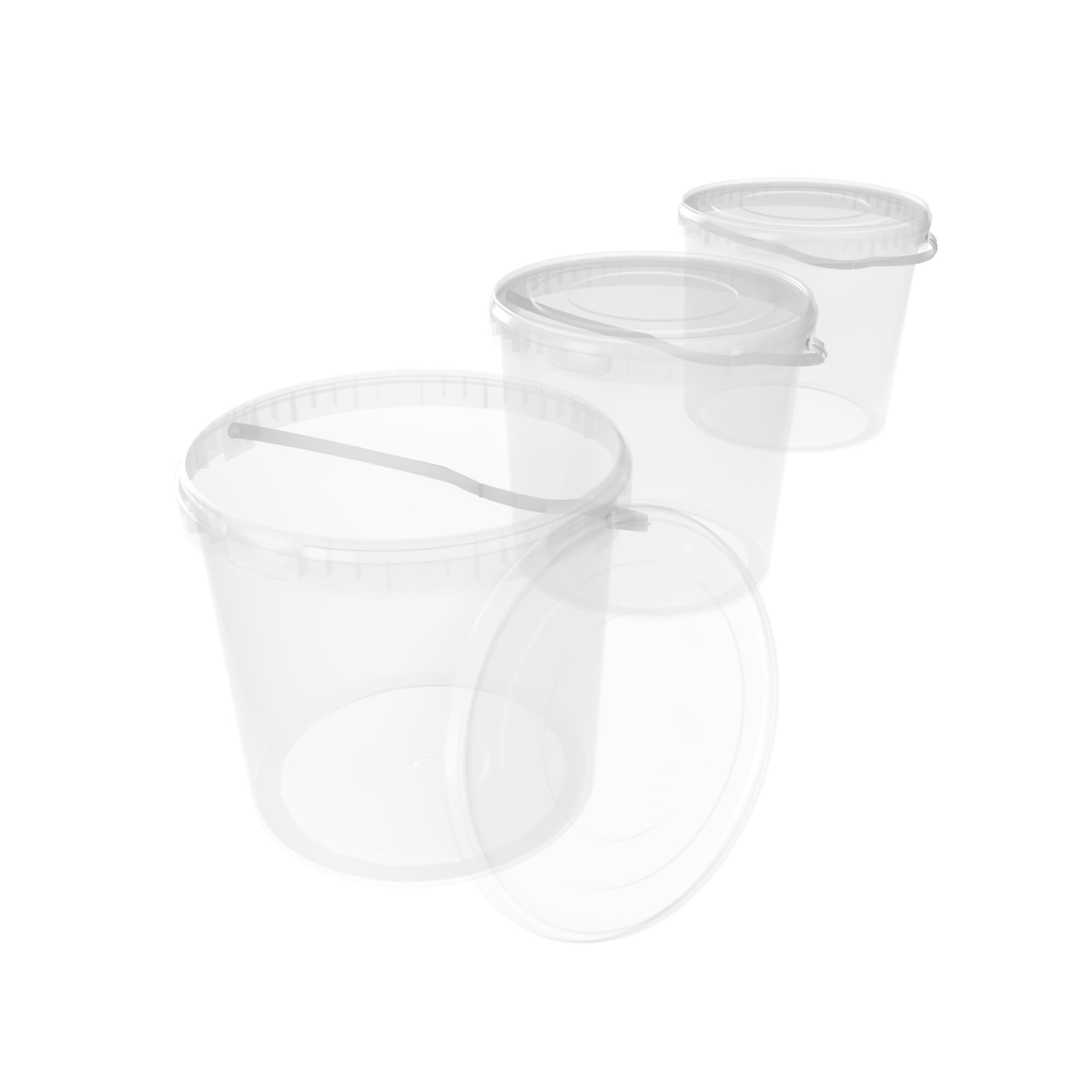 12 Seaux Alimentaires 1L Avec Couvercle - Plastique Transparent Empilable