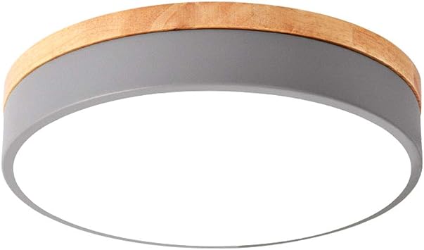 Colored Metal Wood Art LED Ceiling Light Simple and Ultra-Thin Flush Mount Fixture Flat Modern Round Lighting Dimmable Three-Color Light LED Ceiling Lamp Indoor Ceiling Chandelier