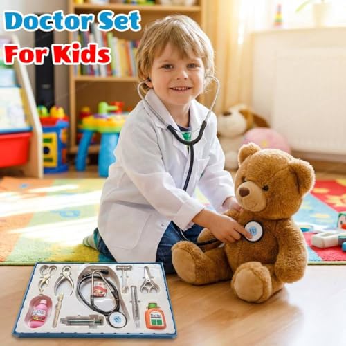 Image of SHAKTISM Junior Doctor Pretend Play Medical Kit for Kids | 12-Piece Doctor Toy Set with Stethoscope, Syringe & Thermometer | Educational Role Play Toy for Boys & Girls (3+ Years)