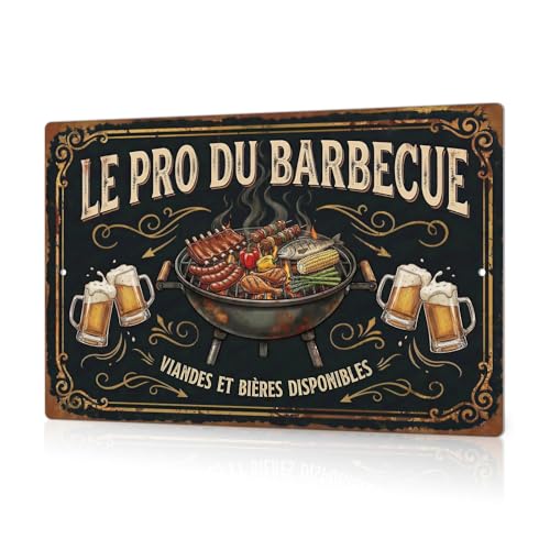 Putuo Decor Plaque Aluminium 20x30 cm “Le Pro du Barbecue”, Panneau métal Vintage Cuisine...