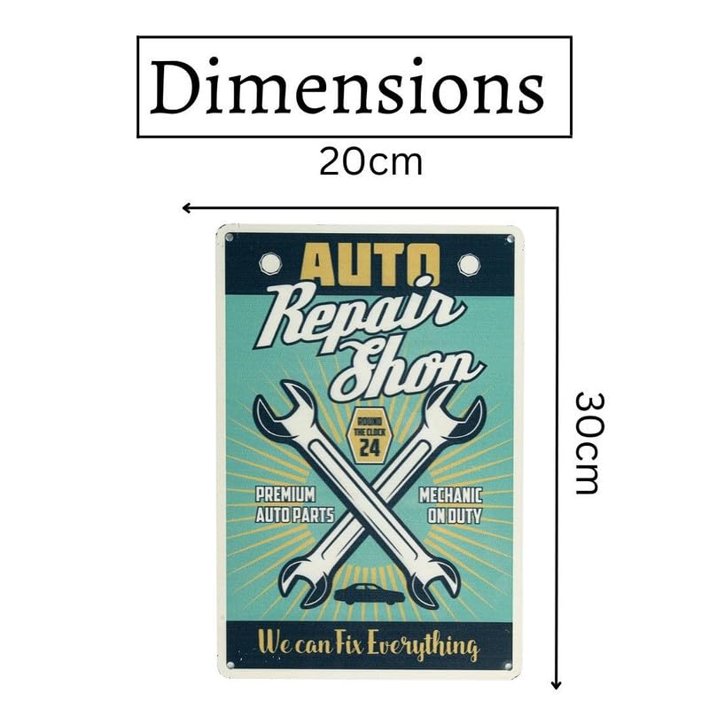 Image of Eazywagon Decorative Retro Metal Signs Wall Plate - 12x8 Inch (Auto Repair Shop) | Weatherproof Vintage Metal Sign Plate for Cafe, Home, Bar, Garage | Decorative Wall Hanging Sign Board