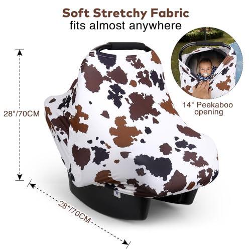 Image of Rquite All-in-1 Car Seat Cover Baby, Carseat Covers for Girl Boy, Stretchy Soft Infant Car Seat Cover, Multi-use Baby Carrier Cover, Car Seat Canopy, Stroller Sun Shade, Nursing Breastfeeding Cover