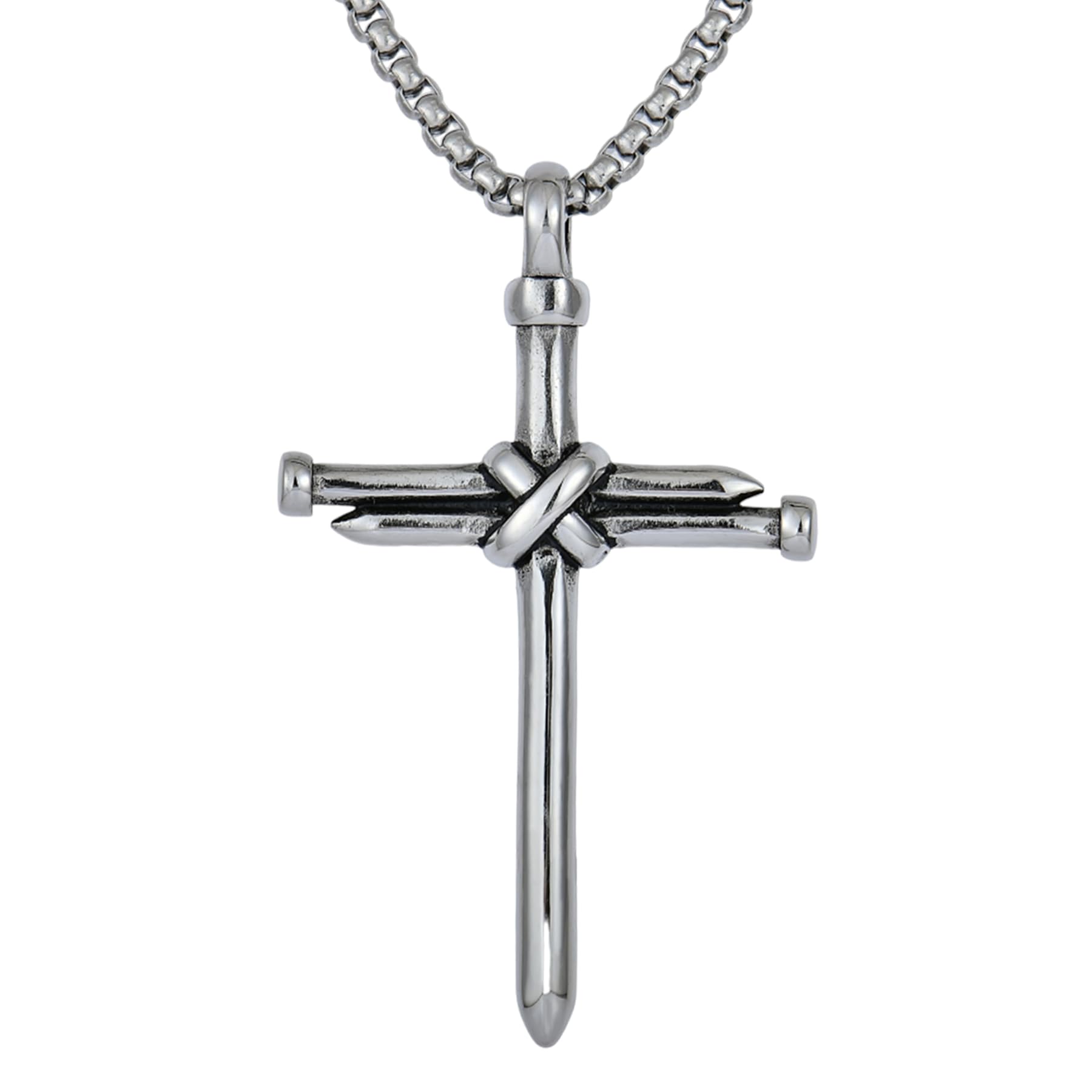 YL Cross Masonic Stainless Steel Necklace, Mens 18K Gold Plated Crucifix Religious Nail Pendant Christian Jewelry Gifts for Women