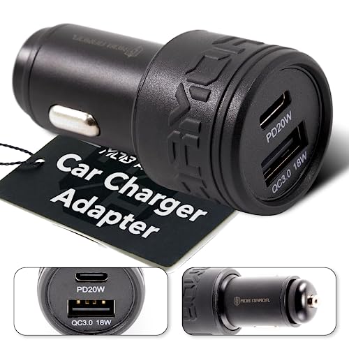 Mob Armor 38w Dual USB Quick-charge USB A + USB C Car Charger - Fast Charging Car Charger - Adapter - Car Charger Adapter - USB Car Charger - Car Phone Charger - Phone Charger C Type & A Type (Black)