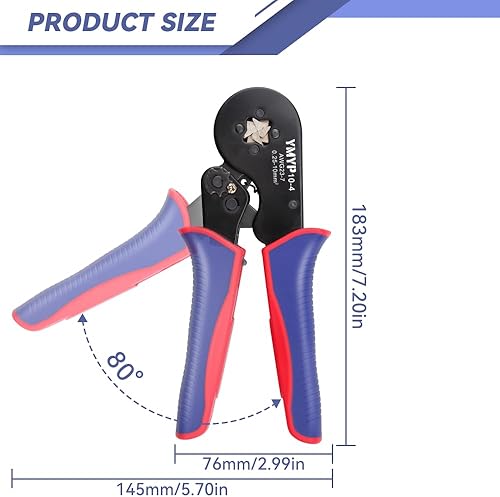 Miniatura 5 de Herramienta de prensado de virola AWG 23-7, crimpadora cuadrada para terminales de manguitos finales - Herramienta de trinquete autoajustable