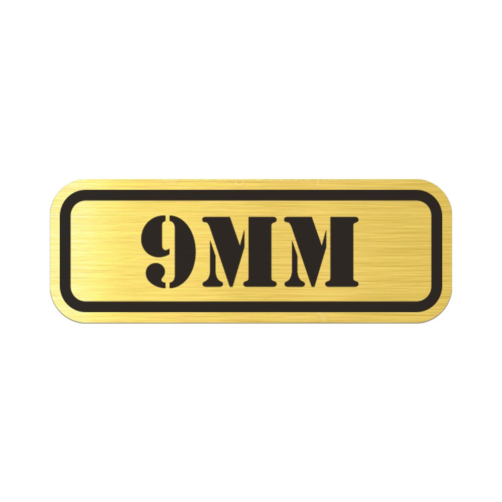Étiquettes 9mm dorées autocollantes en métal RDW pour caisses de munitions x4