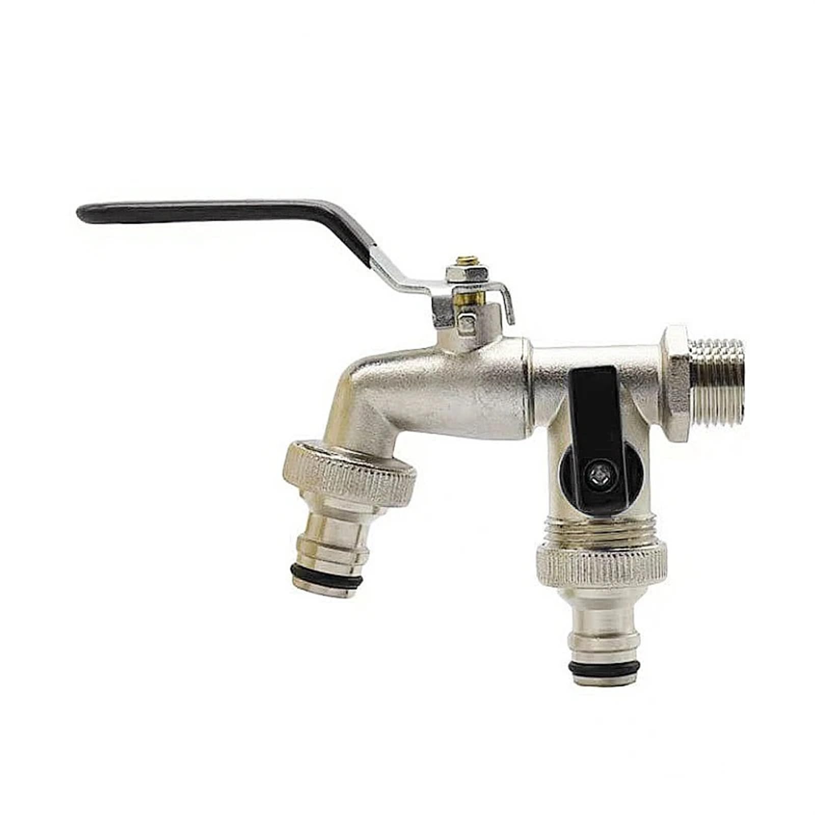 Trryuip Color-C Outside Tap Outdoor Garden Faucet 1 Inlet 2 Outlet Anti-Freeze With Dual Nipple Brass Blue Color Water Tap Tools(Color-C)