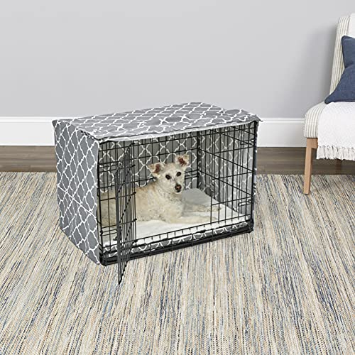 New World Dog Crate Cover Featuring Teflon Fabric Protector, Dog Crate Cover Fits New World and Midwest 76.2cm Long Dog Crates, Light Gray Designer Pattern, BCVR-30GYT by New World - Used condition - Image 2