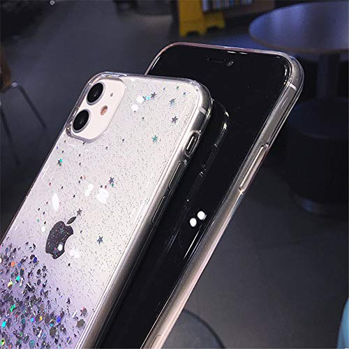 Coque iPhone 12 Pro paillettes violette transparente dégradée souple arc-en-ciel - 4