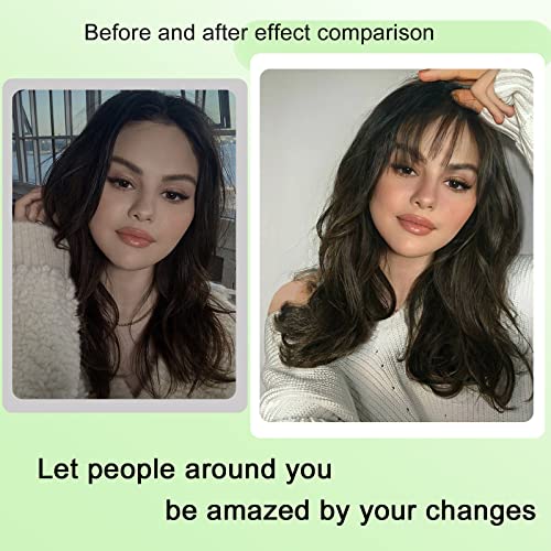 100% Human Hair Clip in Bangs,Women Air Thinning Curtain Flat Natural Black Bangs, Natural Curved Wispy Bangs,Real Human Hair Faux fake Bangs(Wispy Bangs,Natural Black)