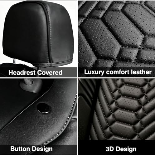 Foneso 2 Front Seat Covers, Waterproof Nappa Leather Truck Seat Protectors, Custom Fit for Chevy Silverado GMC Sierra 1500 2500HD 3500HD 2007-2026, Trail Boss Z71 Crew Extended Cab Pickup — view 5