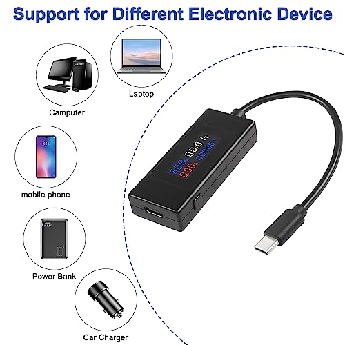 Image of XMSJSIY USB C Voltage Tester Meter Type C Voltage and Current Tester Meter, Power Bank Capacity 4-30V 0-6.5A 195W Digital Multimeter Type C USB Charger with Color LCD Display- 1Pcs