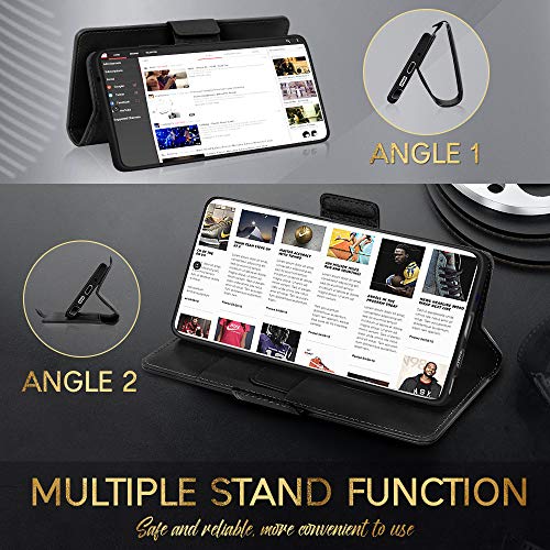 Fyy Case For Samsung Galaxy Note 20 Ultra 6.9", Luxury [Cowhide Genuine Leather][Rfid Blocking] Wallet Case, Flip Folio Case With Kickstand Function And Card Slots For Galaxy Note 20 Ultra 6.9" Black #TOP4