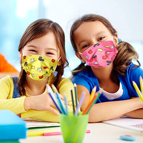 R&W 50Pcs Kids Disposable Face_Mask Cute Cartoon Design Face_ Masks With Elastic Earloop Back To School Supplies (Mi_Ckey-50) #TOP5