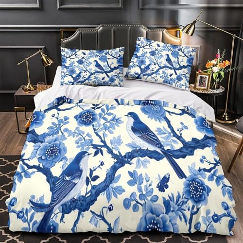 Parure de lit oiseau bleu 3D en microfibre premium douce 135x200cm