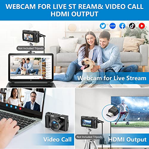 4K-Digital-Camera-for-Photography-and-Video-Autofocus-48MP-Vlogging-Camera-for-YouTube-Compact-Camera-16X-Digital-Zoom-with-Flash-180-Degree-30-inch-Flip-Screen-32G-SD-Card-2-Batteries-Charger