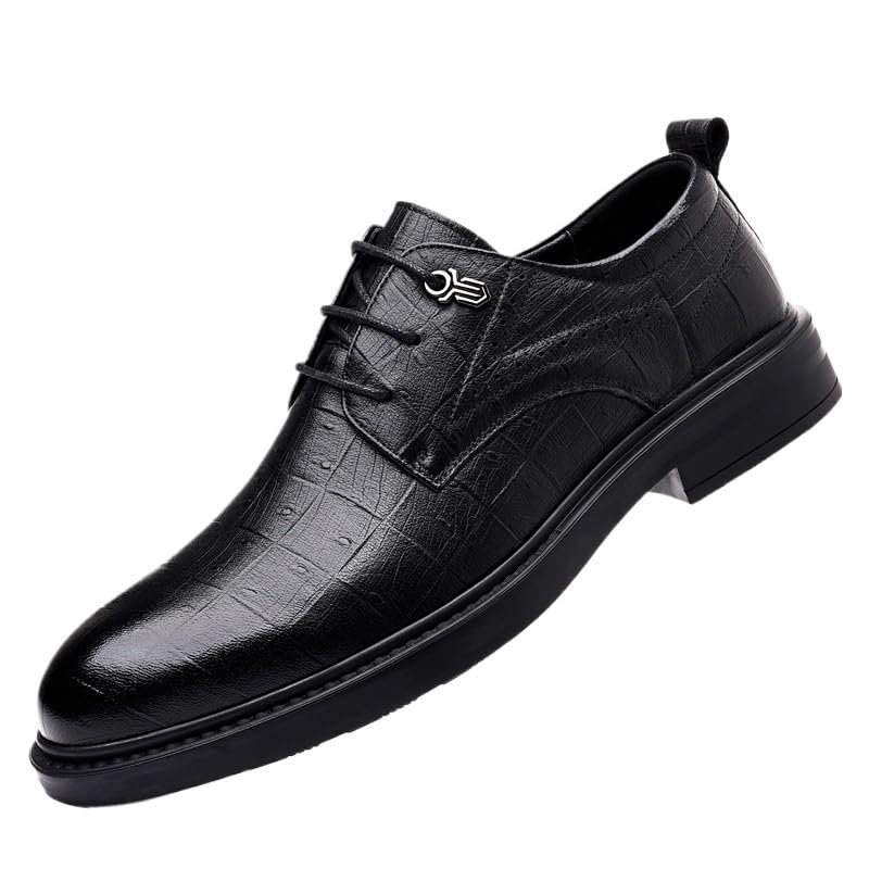 Men's Tuxedo Dress Shoes Fashion Summer Leather Business Oxfords Shoes Comfort Breathable Non-Slip Softsole Walking Shoes(Black,8)