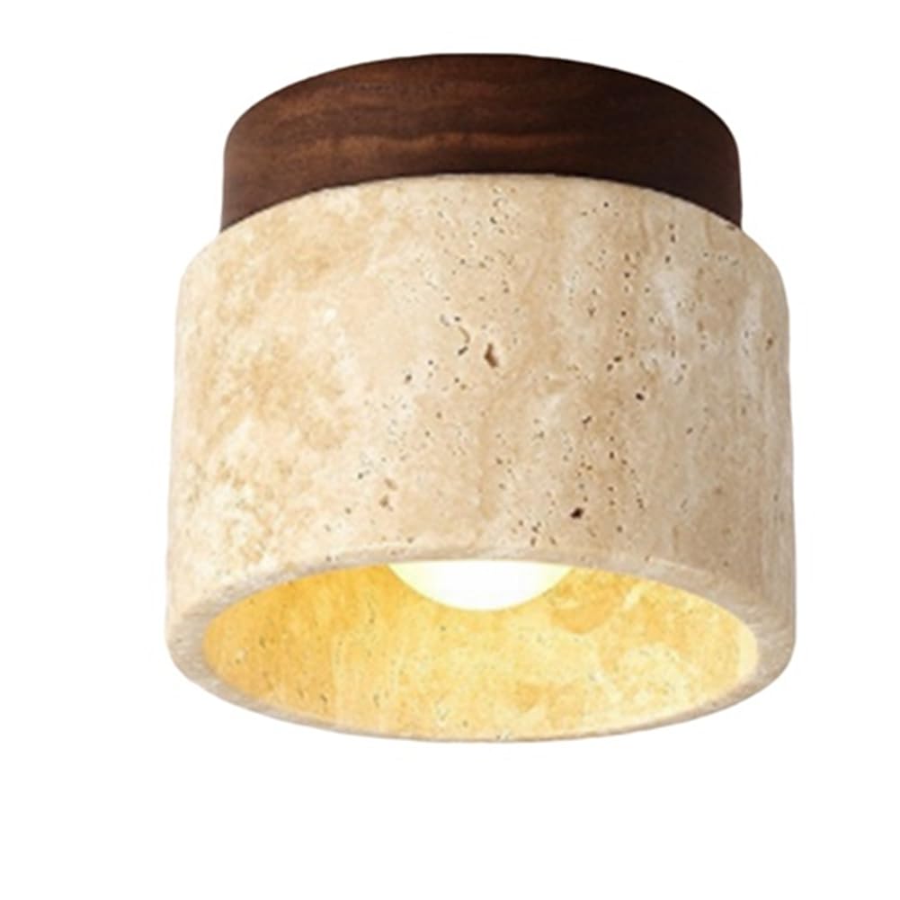 CTRLZS Japanese Style Wabi-Sabi Wooden Ceiling Lamp E27 Warm Light for Kitchen Hallway Living Room Study Hall Tea Room Lobby Entrance Corridor Balcony Restaurant Hotel Aisle Travertine Decorative Lamp