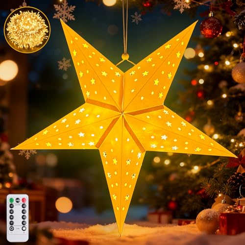 Papierstern Lampenschirm,45cm LED Papiersterne Zum Aufhängen mit...