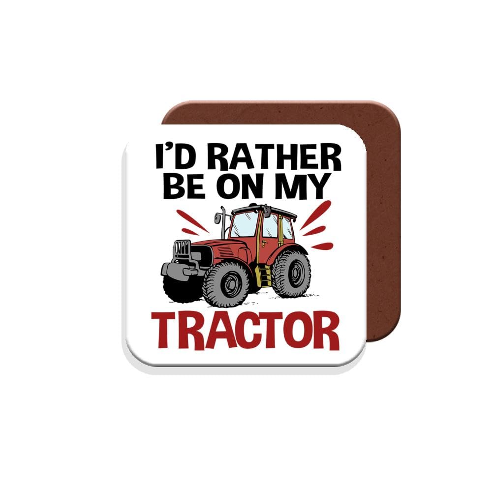 Muggz Coaster /Gift For Farmer - I'd Rather Be On My Tractor - Giftset - Made By In The Uk