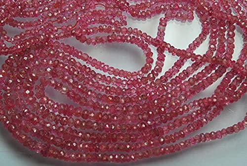 Spinel rose véritable en fil de 45cm de perles facettées de collection rare