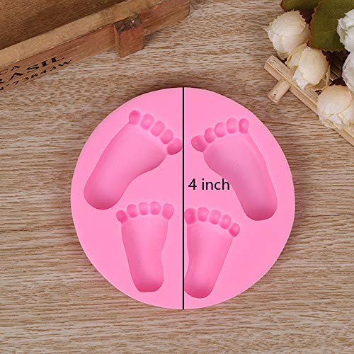 Obtanim Silicone 3D Baby Foot Fondant Mold Baby Shower Cake Topper Decoration Diy Baking Mould For Sugarcraft Cake Chocolate And Crafting #TOP1