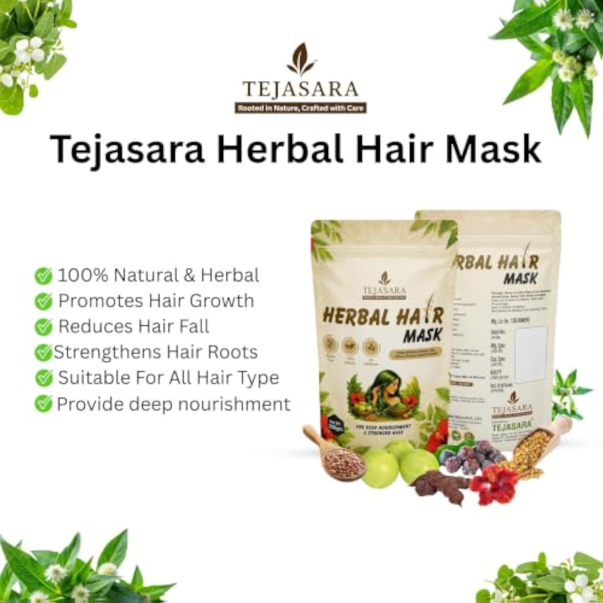 Herbal Hair Mask Powder for Dandruff & Hair Fall, Ayurvedic