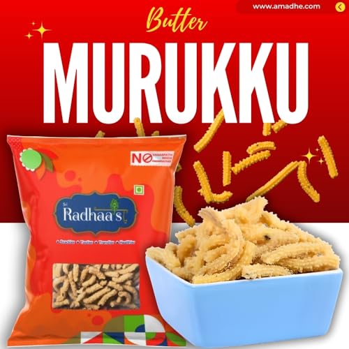 Image of Sri Radhaa's Butter Murukku | Premium and Traditional South Indian Crispy Snack | Crunchy, Buttery & Flavorful Murukku for Tea Time & Parties Each Pack 150 Gram (Pack Of 2)