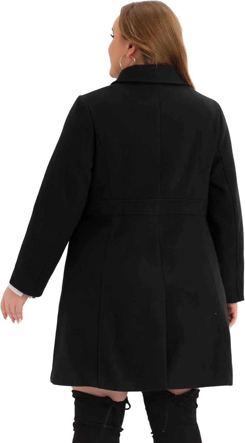 Agnes Orinda Plus Size Coat for Women Peter Pan Collar Single Breasted Winter Long Coats