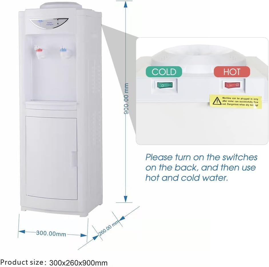 Miniatura 2 de Dispensador de agua fría y caliente de carga superior, enfriadores de agua de 5 galones con gabinete de almacenamiento y cerradura de seguridad para