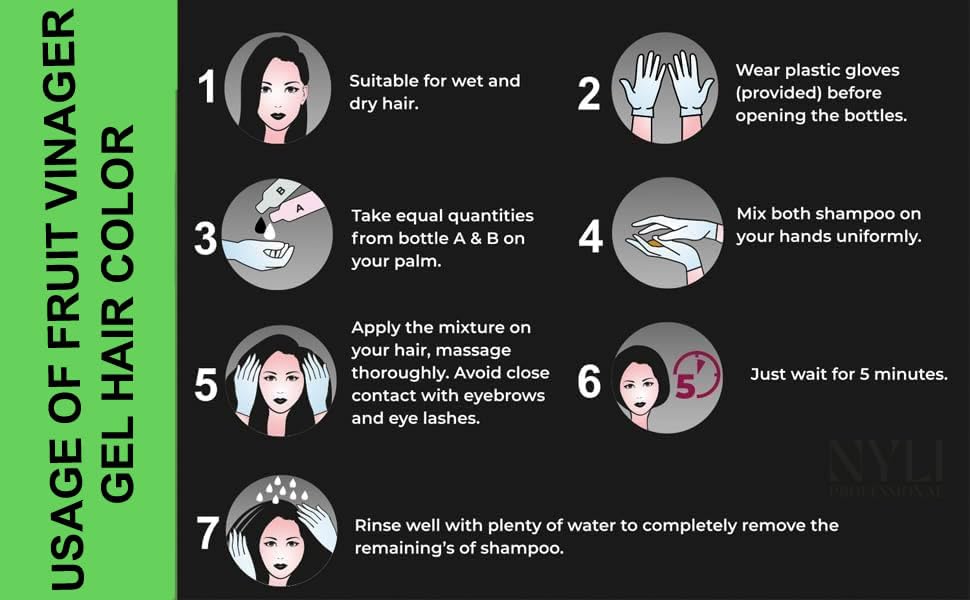 NYLI Professional Fruit Vinegar Hair Color Gel – Natural Black (100ml *2) | Ammonia-Free, Long-Lasting & Nourishing Formula 2