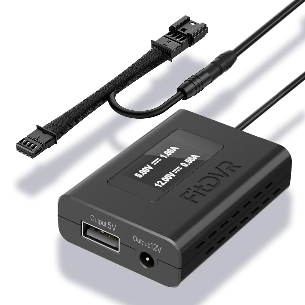 Adaptor de alimentación Dashcam (4 Pines) para BMW E Chassis 2004-2010, Conector de 4 Pines, Fuente de alimentación USB con Pantalla LED, fácil de Instalar, Salida de 5 V y 12 V, D3-046