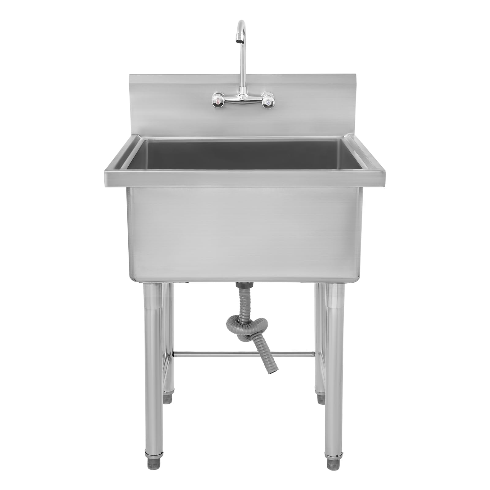 LOYALHEARTDY 24x24 Inch 304 Stainless Steel Commercial Sink, Utility Sink with 27 Inch Splashback, Kitchen Sinks for Commercial/Home Kitchens