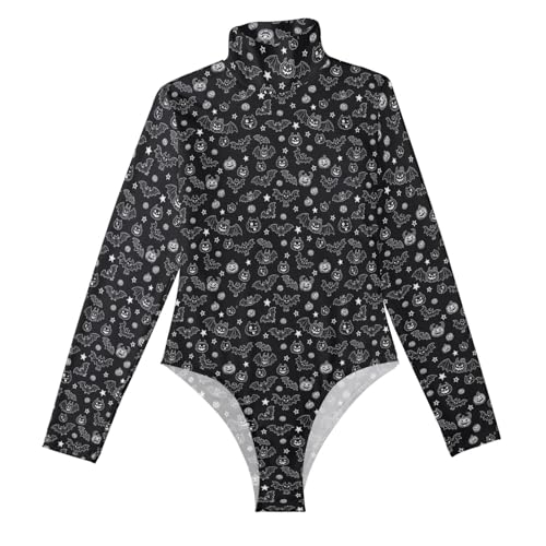 Maillot de manga larga para mujer ideal para salir de fiesta con estampado de murciélagos