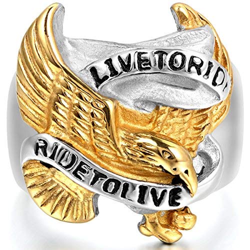 Bague aigle acier inoxydable JewelryWe anneau homme motard robuste