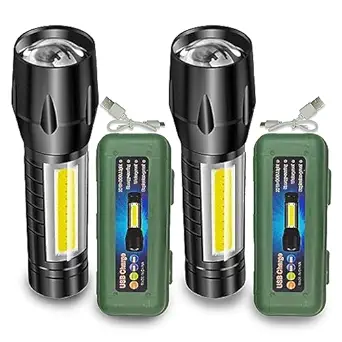 Pick Ur Needs Mini Search Rechargeable LED Long Range Flashlight Emergency Light Torch (Pack of 2)