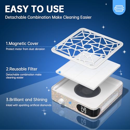 Christine Shelly Nail Dust Collector, Powerful Vacuum Fan Vent Dust Collector Extractor Dust Suction Machine For Acrylic Nails Polishing thumb #2