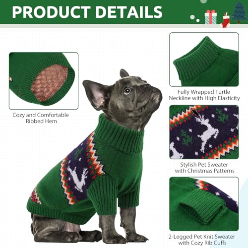 Image of Queenmore Dog Christmas Sweater, Small Dog Sweater for Small Dogs Boy Girl