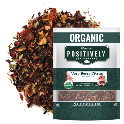 Organic Positively Tea Company, Very Berry Citrus, Herbal Tea, Loose Leaf, 16 Ounce