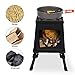 Lineslife Wood Burning Camp Stove, Portable Cast Iron Camping Wood Stove, Black Woodstove with Carrying Case for Backpacking Outdoor Cooking, Small