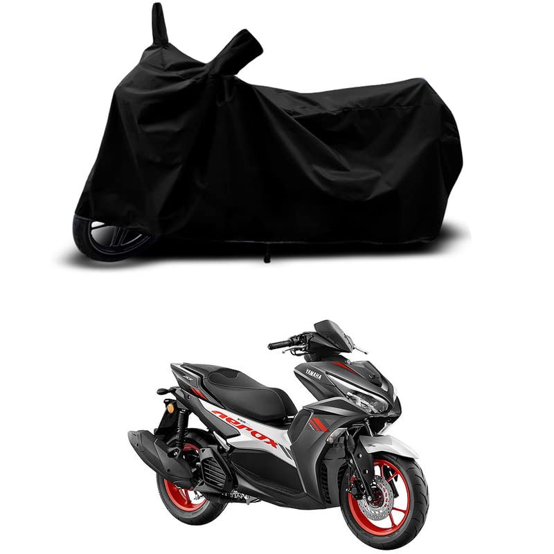 Image of 100% Scratchproof /UV-Rays /Heat Protection /Birds Dropping /Water Resistant /Dust Proof /Waterproof /Full Bike Scooty Two Wheeler Body Cover Compatible for Aerox 155 MotoGP All Varients[Black]