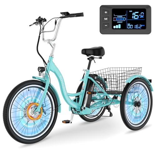 MOPHOTO Electric Tricycle for Adults & Seniors, 24/26″ 3