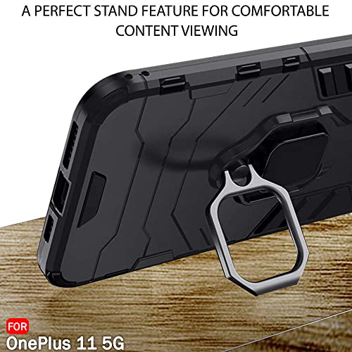 Image of TheGiftKart Tough Armor Bumper Back Cover Case for OnePlus 11 5G | Ring Holder & Kickstand in-Built | 360 Degree Protection Back Case Cover for OnePlus 11 5G (PC & TPU, Black)