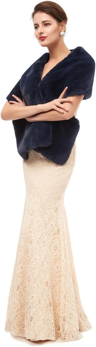Faux Fur Wrap for Women,Winter Shawl for Wedding Stole Shrug Fur Cape 1920s - Image 4