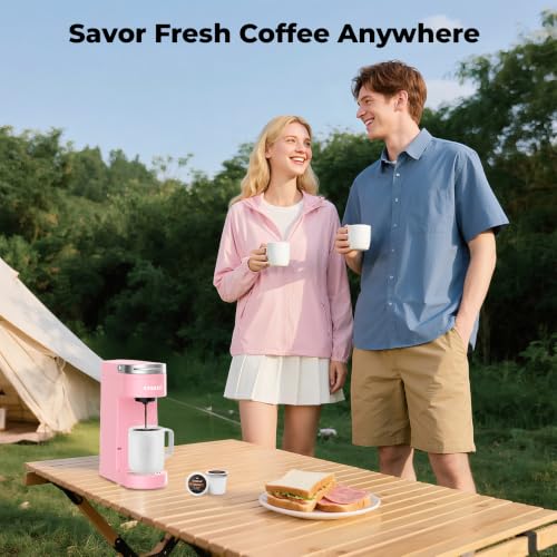 Image of CHULUX Slim Single Serve Coffee Maker for K Cup Pod for Small Spaces, Pink
