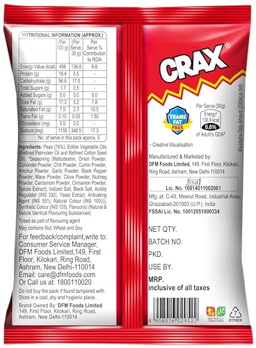 Image of Crax Mast Mattar Namkeen Net Wt. 160g /171g (Weight may vary)