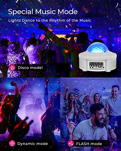 Proiettore Stelle Lampada 360 Rotazione 33 Modalit Altoparlante Musicale Bluetooth con Timer Telecomando Cielo Stellato Luce Notturna Regalo per bambini Adulti Compleanno Party Natale (Bianco) - Image 6