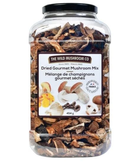 The Wild Mushroom Co Premium Dried Gourmet Mushroom Mix, 454g, Yellow Boletus, Portobello, Oyster, Porcini, Vegan, Gluten-Free, French Origin, Resealable Jar